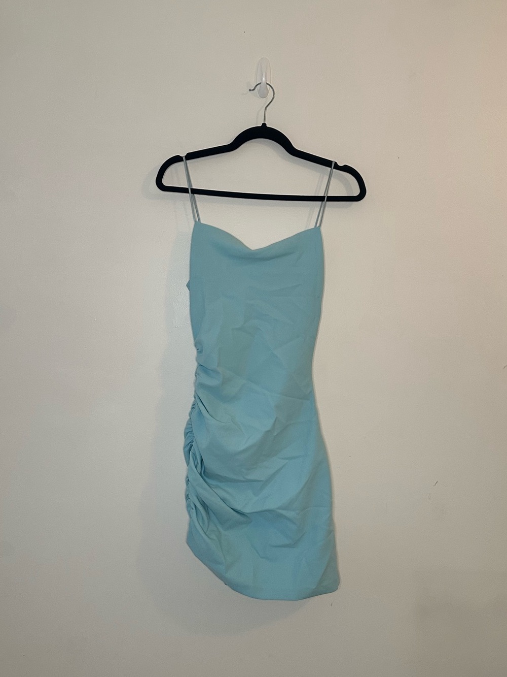 Cinq a sept Powder Blue Ruched Spaghetti Strap Mini Dress 2